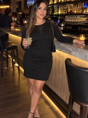Black Long Sleeve Dress with Sheer Accents